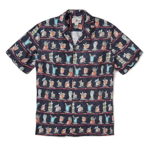 reyn spooner Other - Reyn Spooner Pau Hana Camp Shirt Men's S Blue Cocktail Print Short Sleeve Hawaii